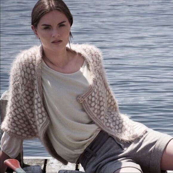 Moth Sweaters - Anthropologie Moth Empyreal Tan Cropped Shrug Sweater Wool Angora Blend Medium
